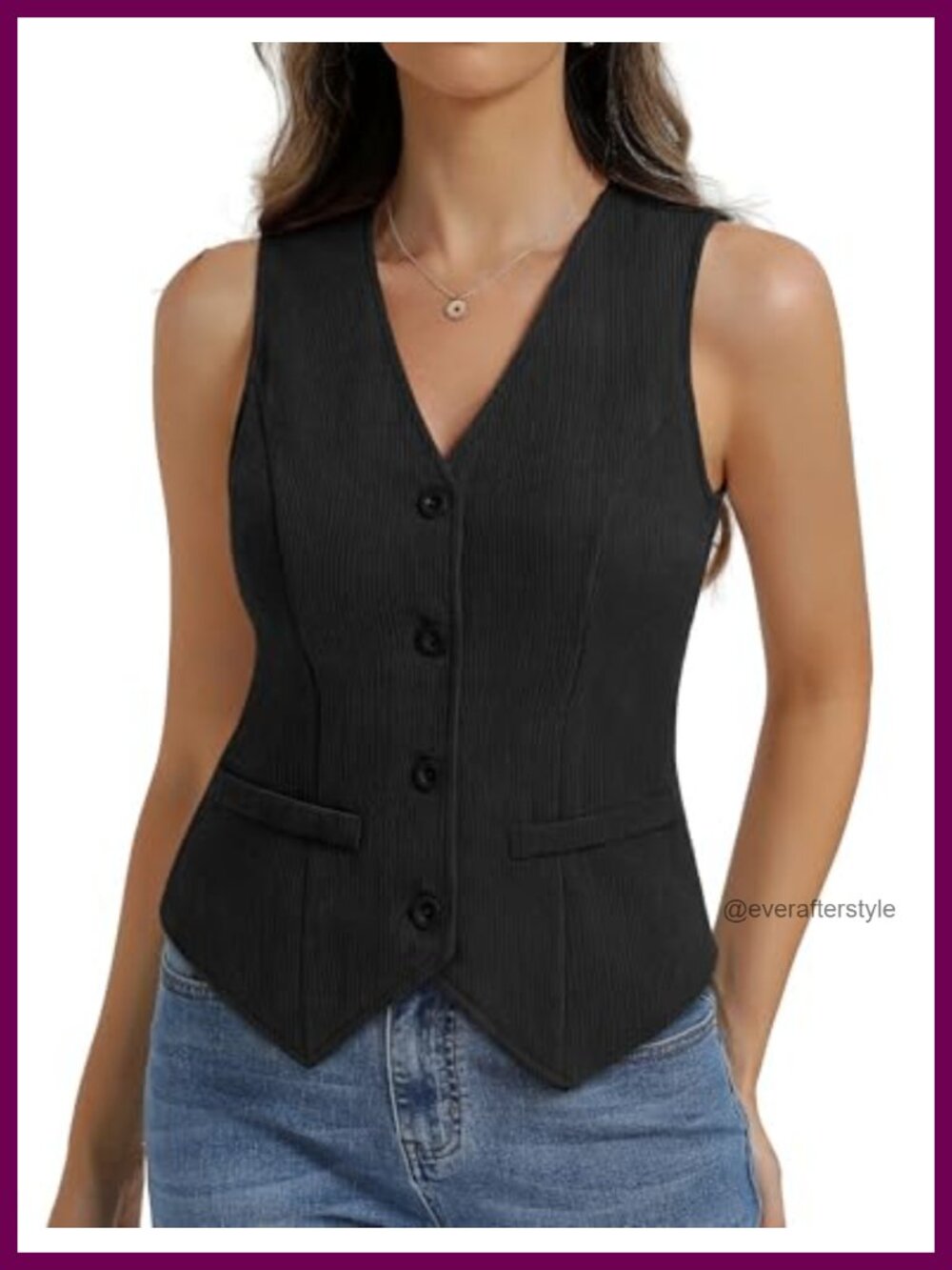 Sleeveless Button Down Vest Top Slim Fit Waistcoat for Work